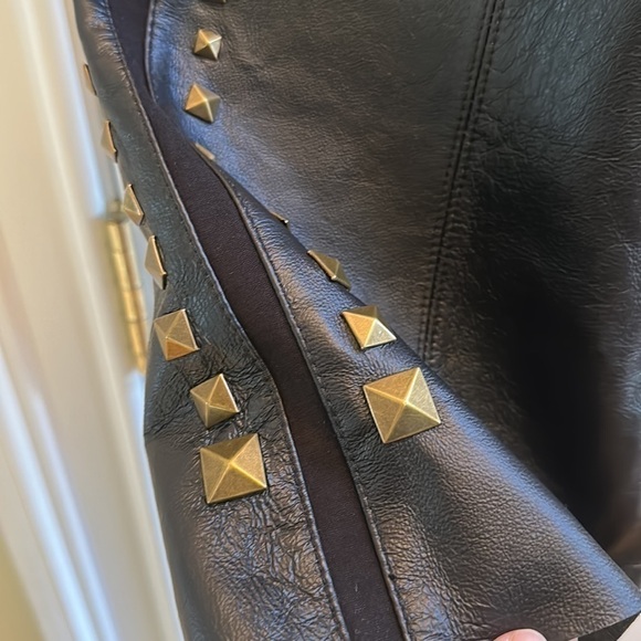 Pamela McCoy Black Genuine Leather Studded Pants 8 - Picture 5 of 12